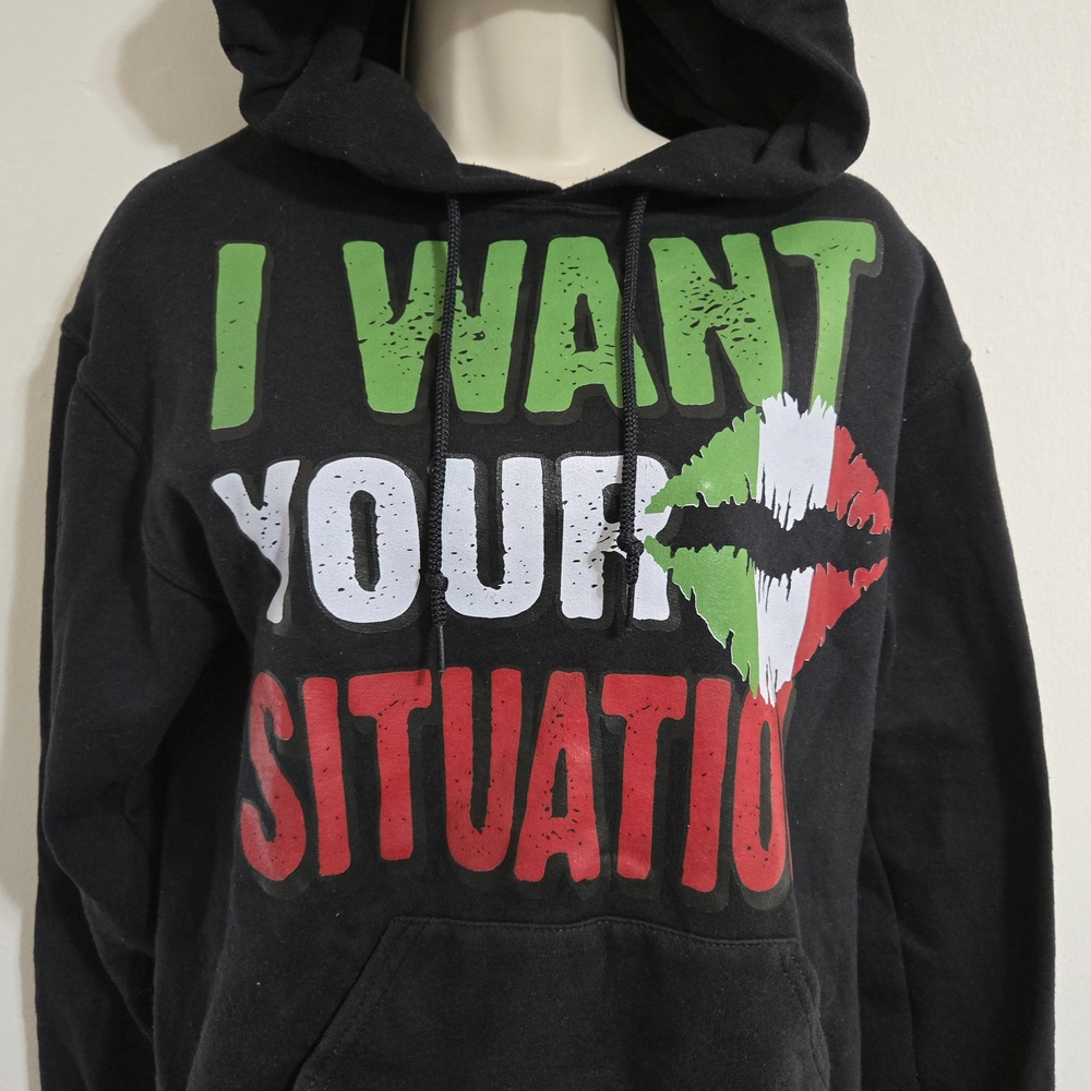 Bold Graphic Black Hoodie "Jersey Shore"